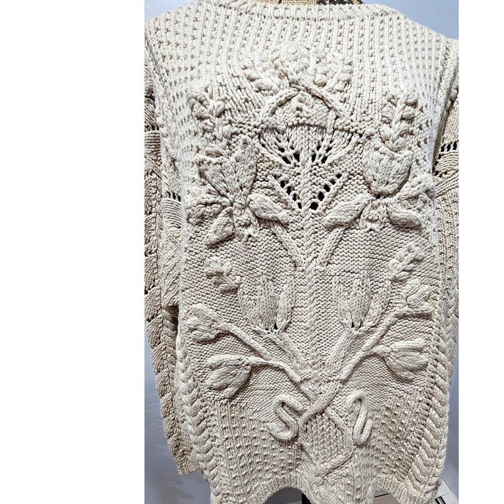 DKNY Cable Knit Sweater, Vintage 1990's Y2K  Handknit, 100% Cotton, Womens Sz M - Picture 5 of 10